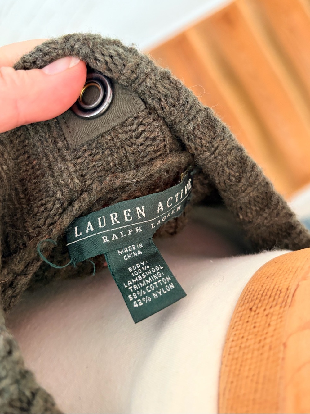 Vintage 90s Ralph Lauren Wool Hooded Sweater Green Polo - Picture 12 of 14